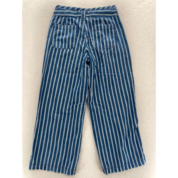 American Eagle Wide Leg Ankle Pants Women's 6 Blue White Striped Tie Waist Beach - Picture 13 of 13